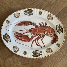 Vintage  LOBSTER/seafood/paella Large Oval Platter china Plate -made In England