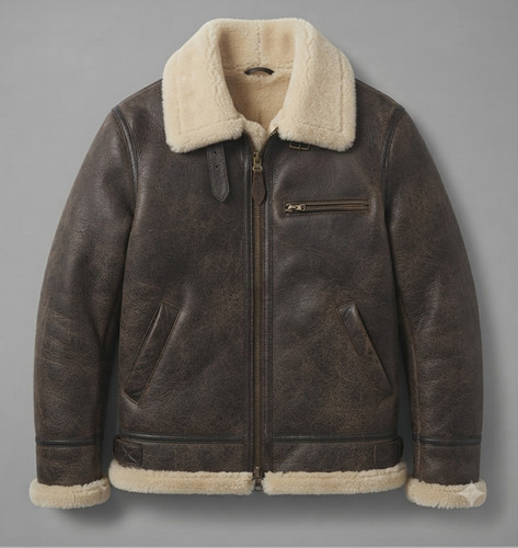 Men brown shearling - men's, lapel