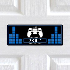 Personalised GAMER Metal Bedroom Door Sign Plaque Player 1 Start Boys Girls Kids
