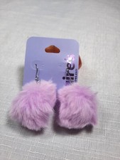 Claire's Accessories Purple Pom Pom Drop Earrings Costume Jewellery CL8368