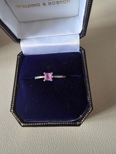 Boodles pink saphire Platinum ring with diamond shoulders size N