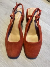 Brand New Marks and Spencer M&S Red Suede Block Heel Shoes Size 36 3