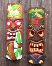 Tiki Bar Mask Bundle Wooden 50cm Handcarved Painted Garden Pub Decoration