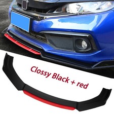 Universal Gloss Black & Red Car Front Bumper Lip Splitter Body Kit Spoiler Chin