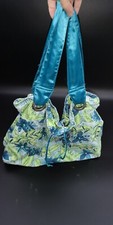 Sequin canvas beach bag Blue Green medium