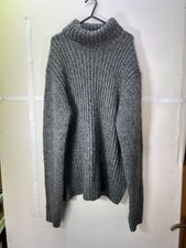 Ladies Tommy Hilfiger Thick Wooly Roll Neck Jumper Grey Size XL