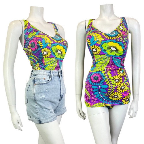 Vintage 60s 70s purple yellow - 60s,