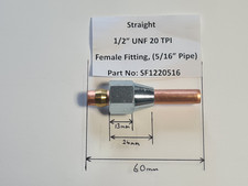 1/2” 20 UNF Classic Car Female Fuel Line Connector 5/16” Straight Pipe SF1220516