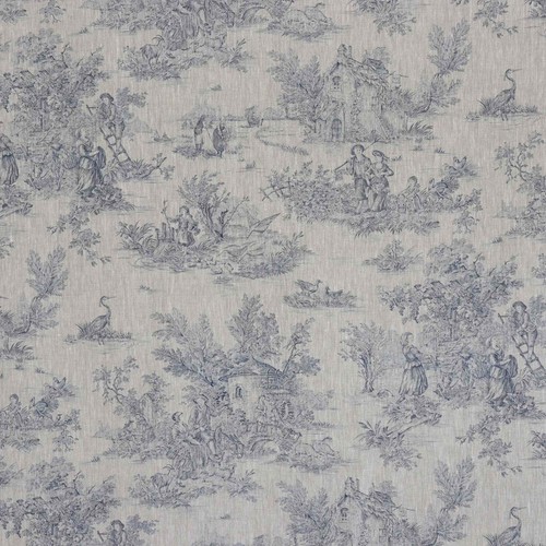 Toile jouy fabric blue 100 - toile,