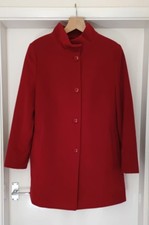 Ladies Basler Deep Red Coat Size 14 Virgin Wool & Cashmere High Neck Buttons VGC