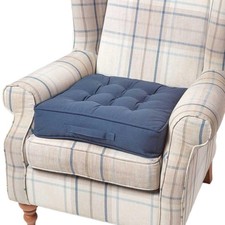 Navy Blue Cotton Armchair Booster Cushion Large 50 cm Square Seat Pad