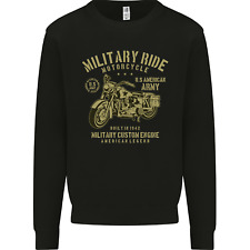 Military Motorcycle Army Motorbike Biker Mens Sweatshirt Jumper