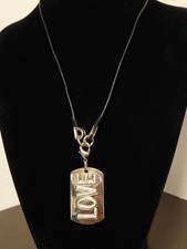 Dolce&Gabbana Men Love Logo Dog Tag Necklace Luxury Stylish Italian Design Used