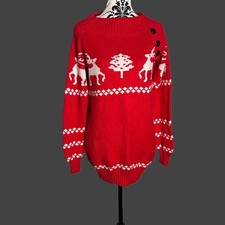 Vintage Christmas Red Long Jumper Size Medium 
