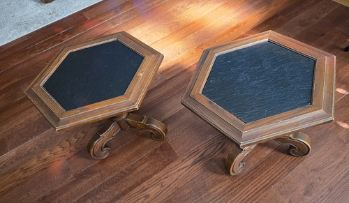 Vintage pair octagonal slate - octagonal,