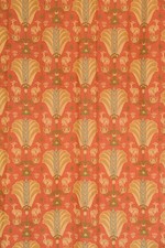 Vintage 80s Liberty Red Gold Irena Damask x 4 Fabric Curtains Art Nouveau Lined