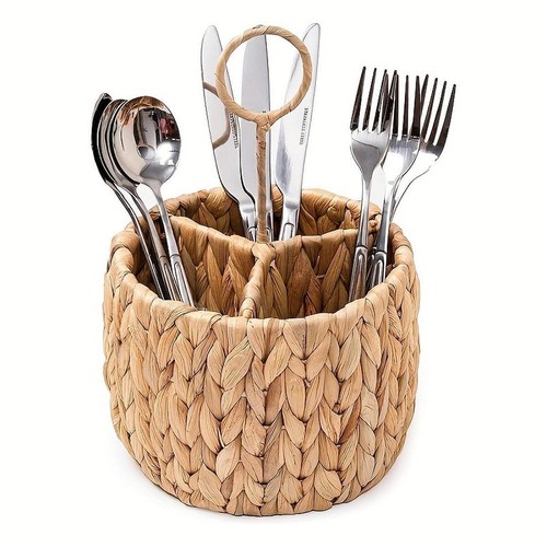 Wicker cutlery storage basket - wicker,