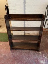 Dark wood vintage open-backed bookshelf 92 cm high with 4 shelves