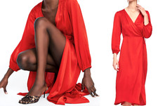 ZARA LONG RED MIDI DRESS  V