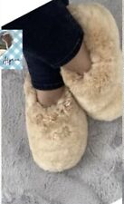 ?? ALPACA BABY 100% FUR WOOL SLIPPERS BOOTS UNISEX. Caramel 34-35 UK