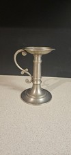 Tall Vintage Pewter Chamber Stick Candle Holder with Handle
