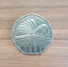 2000 50p coin Public Libraries Act 150th Anniversary. Circulated 
