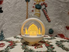 Light-Up Christmas Barn Ornament with LED Tealight Included | Rustic Farmhouse