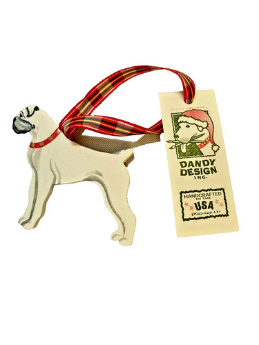 White boxer breed dog xmas - dog,