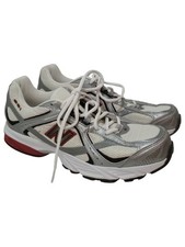 New Balance Trainers White Grey Red Mesh Lace Up Men's Size UK 9 1/2