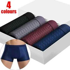 4 PACK Bamboo Men's Underwear Boxer Shorts Set Breathable Underpants Men Briefs
