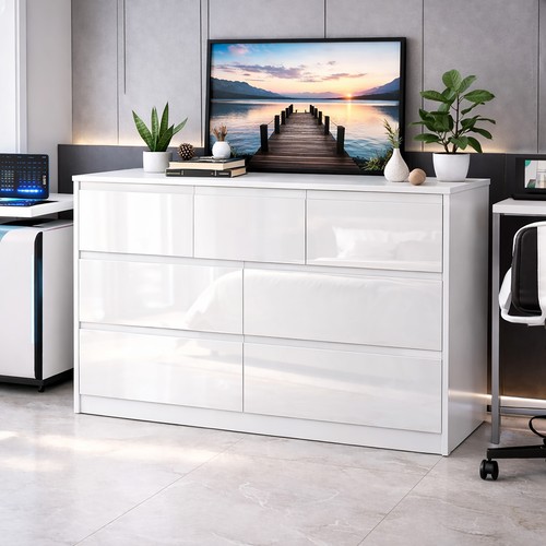 White high gloss chest - white, of