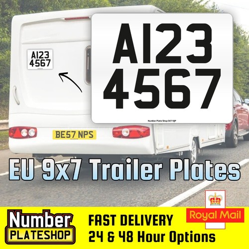 Trailer number plate - trailer, white