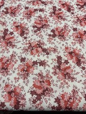 Retro Vintage Floral Crimplene Red White 155cm X 138cm Fabric Autumnal Christmas