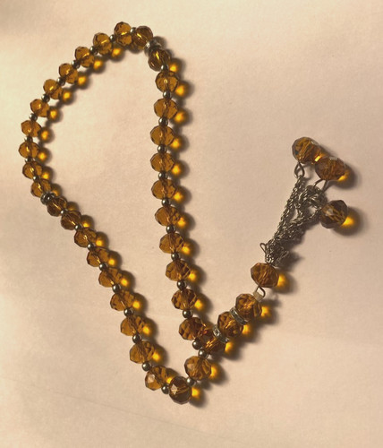 Amber yellow crystal tasbih - crystal,
