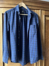 Men’s Shirt Saville Row Medium Casual Fit Blue And Black Check