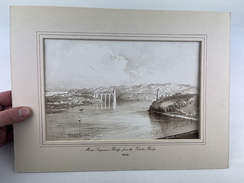 Antique 1858 watercolour menai - antique,