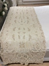 Exquisite Antique French ecru Linen Lace Textile~Window/Table/Bolster Long Panel