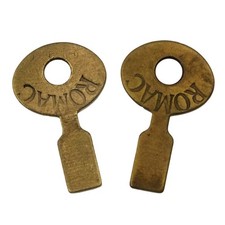 2 x Vintage Original ROMAC PLT PRS8 Ignition Switch Key BRASS - ref.k708