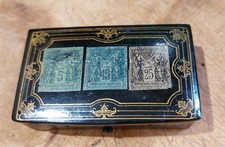 Paper Mache French Box For Stamps, Small Boites A Timbres Late Victorian Box.