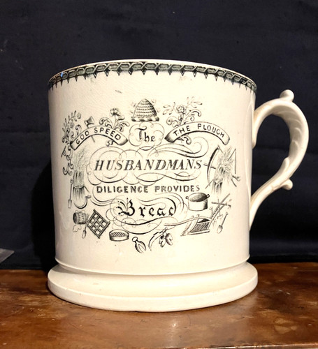 Large antique pearlware mug - antique,
