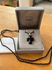 Lalique black cross pendant on