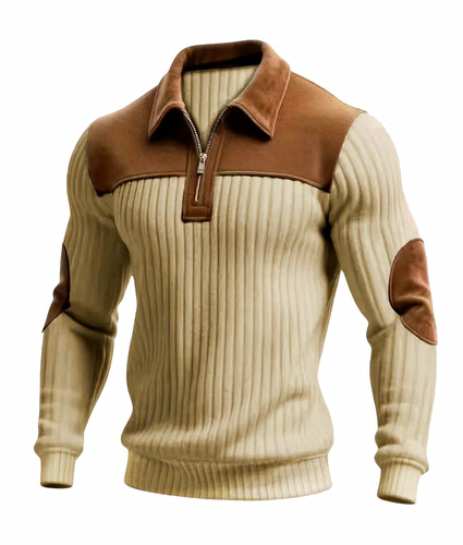 Men cable knit 4 zip - men's, 1/4