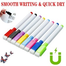 8 pcs Magnetic White Board Marker Pen Whiteboard Menus Glass Plastic Dry Erase 