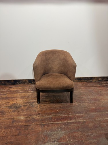 Brown upholstered tub chair - brown,