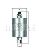 Fuel filter In-Line Filter KL 21 MAHLE for PORSCHE 911 Convertible 911 924 944