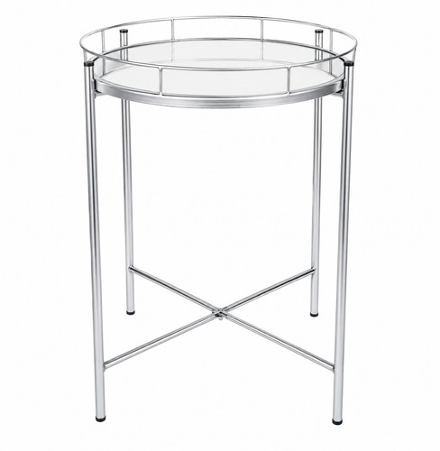 Silver metal side end tray - metal,