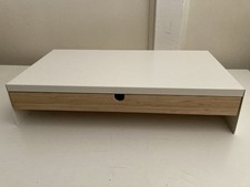 Desk monitor stand white W/ bamboo drawer Office Home IKEA ELLOVEN Computer