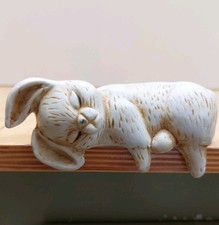 Vintage Ceramic Sleeping Rabbit Bunny Shelf Sitter Beige Cream 13cm (L) Preloved