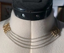 Biba Stunning Necklace Triple Chain Gold Logo - Elegant Statement Piece