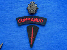 ROYAL LOGISTICS CORPS COMMANDO BADGES, CAP BADGE BLACKENED FOR ACTIVE SERVICE